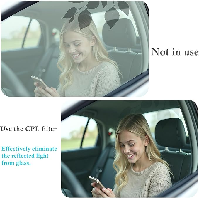 52mm Polarizing Phone Filter for iPhone, Clip-on CPL Lens Eliminates Glare &