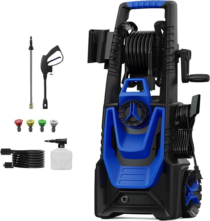 Power Washer Comes with 4 Nozzles for Car, Road, Yard and Fence Cleaning
