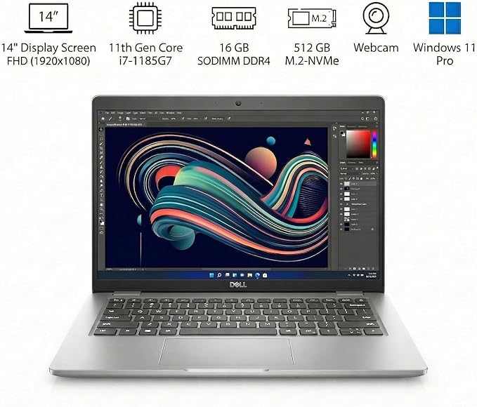 Dell Latitude 5420 14-Inch 1920 x 1080 FHD Laptop, Core i7-1185G7, 16GB DDR4 RAM, 512GB M.2 NVMe SSD, Thunderbolt 4, HDMI, Windows 11 Pro, Webcam, Business Laptop (Renewed)