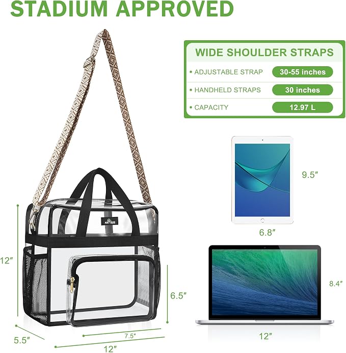 MAY TREE Clear Bag for Stadium Events, Transparent Bag for Concert Sports Gym