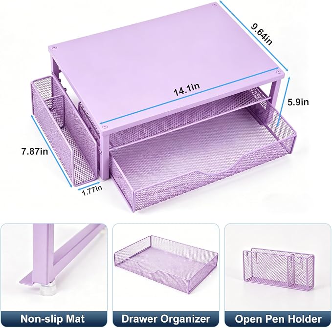 Spacrea Desk Organizer and Accessories, Computer Monitor Stand Riser