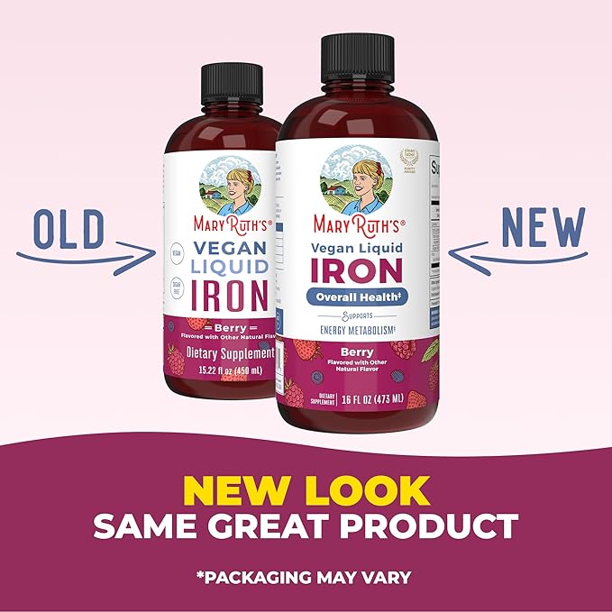 Iron Supplement for Women Men & Kids | Liquid Iron Supplement for Women Men & Kids | Iron for Healthy Blood & Oxygen | Ages 4 & Up | Sugar Free | Vegan | Non-GMO | Gluten Free | 16 Fl Oz
