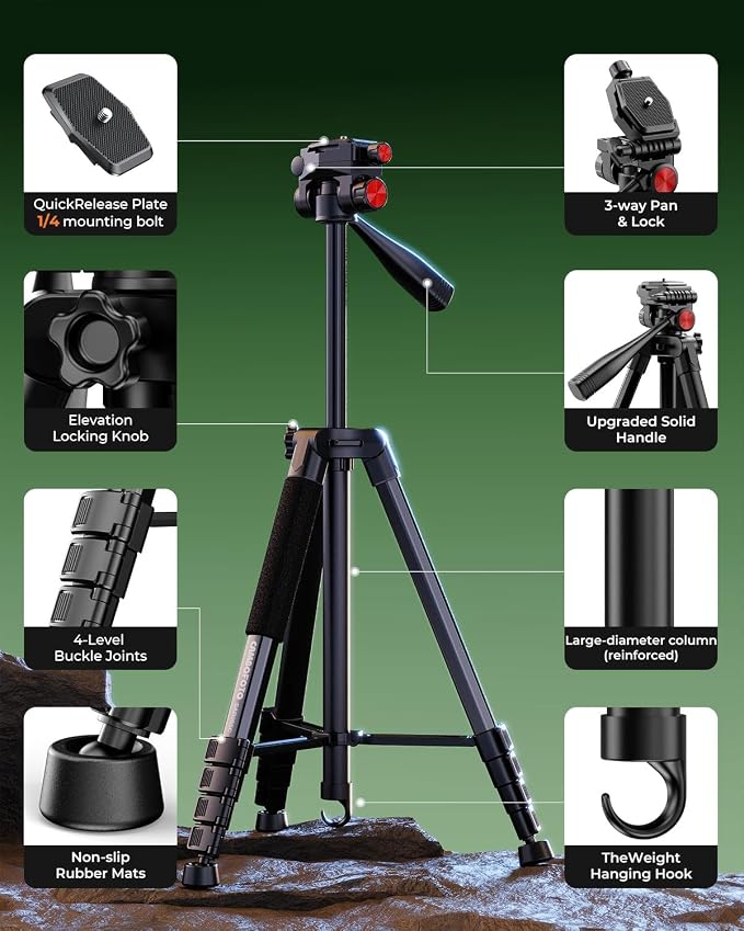 CAMBOFOTO 72" Camera Tripod, Professional Aluminum Tripod Stand