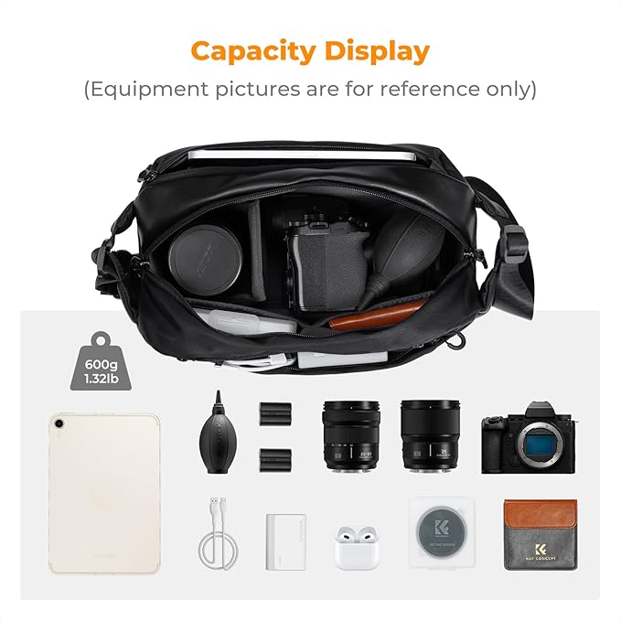 K&F CONCEPT Camera Sling Bag Crossbody Bag Waterproof Camera Shoulder Backpack