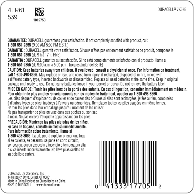 Duracell J 6V Alkaline Battery, J 6 Volt Alkaline Battery, Long-Lasting