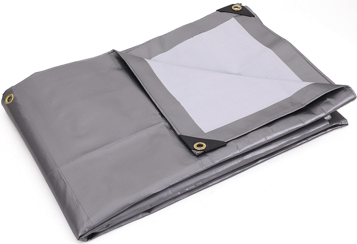 Kotap 10 x 12 Ft. Ultra Heavy-Duty Protection/Coverage Tarp, Superior Weave for Greater Longevity, 16-mil, Reversible, Multi-Use, Waterproof, Silver-White, 1-Pack (TUH-1012)