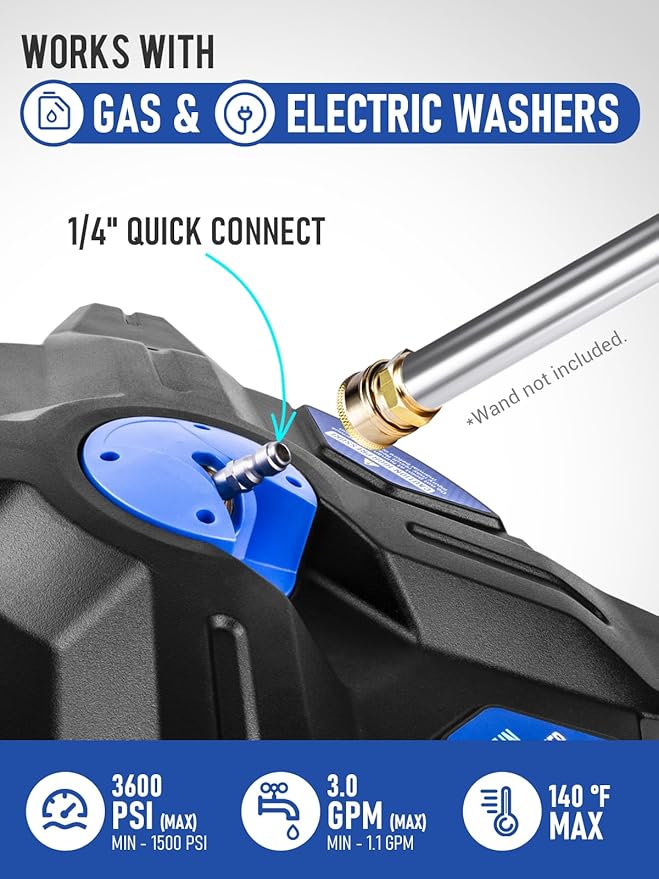 MEKOH 16.5” Pressure Washer Surface Cleaner, Large Lightweight Driveway Pressure Washer Attachment 3600PSI, 4 Caster Wheels, 1/4” Quick Connect, Universal Gas & Electric Power Washer Surface Cleaner