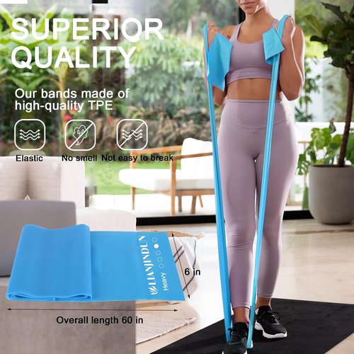 Lianjindun Resistance Bands Set - 5 Pcs Latex-Free Exercise Bands for Pilates, Yoga & Physical Therapy