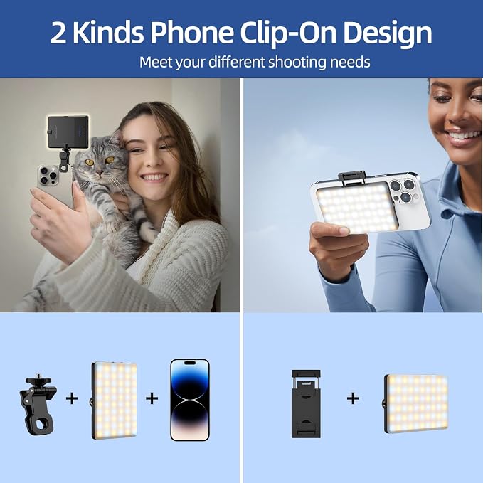 Led Selfie Light, Phone Clip, 3000mAh Rechargeable, Photo Light