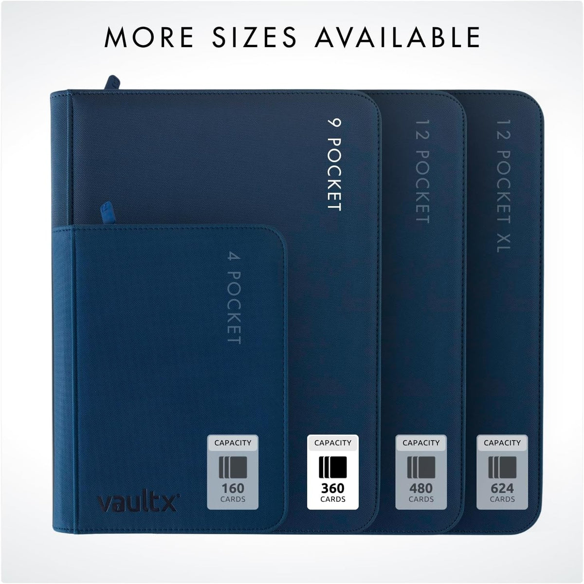 Vault X 9 Pocket Trading Card Zip Binder - Premium Exo-Tec Material, Holds 360 Cards, Blue