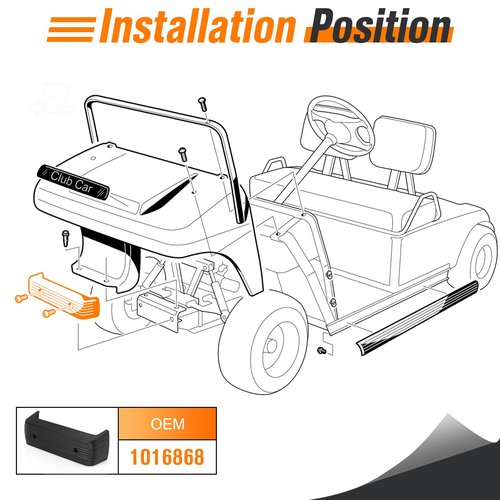 GODCTSUP Club Car Front Bumper with Bolts, Fits Club Car DS 1993-UP Gas&Electric, Golf Cart Front Bumper, Replace OEM# 1016868