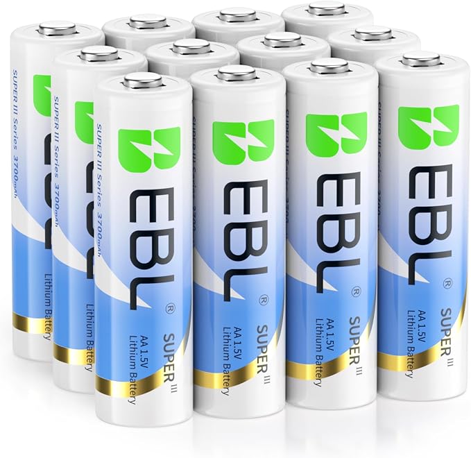 EBL Lithium AA Batteries 12 Pack, Longest Lasting 3700mAh 1.5V Non-Rechargeable