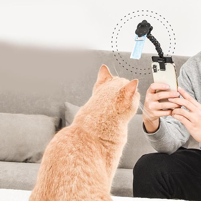 Dog Selfie Treat Clip, Rotatable Pet Selfie Stick Attachment, Stable Firm Plastic Clip for Smartphones - Adjustable Angle, Easy Installation, Ideal for Capturing Pets