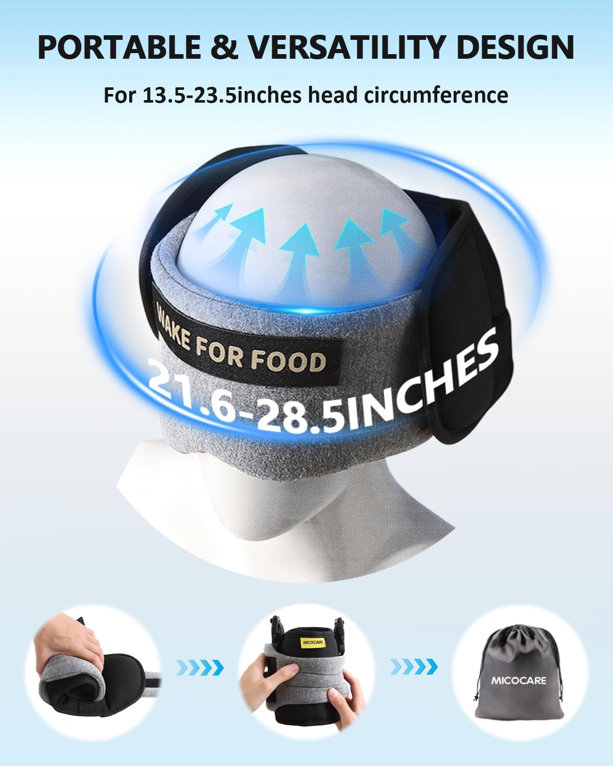 Travel Pillows for Airplanes, Airplane Head Strap with Eye Mask for Long Flight Sleeping Travel, 360° Support Neck Pillow for Plane Car Road Trips Seat Sleep, No Head Waving (White)