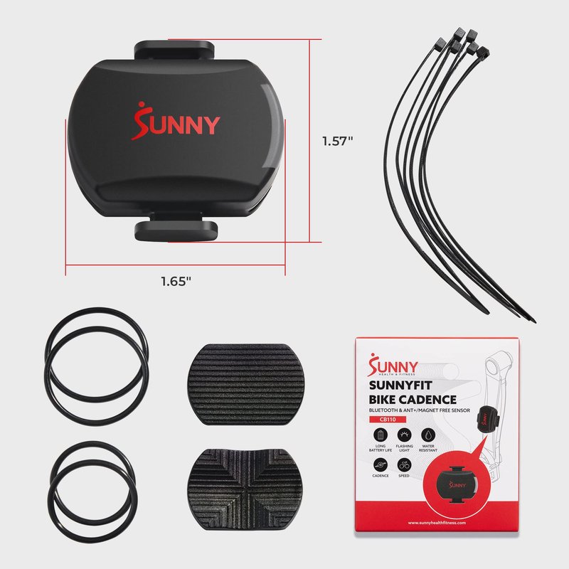 Sunny Health & Fitness Exercise Cycling 2-in-1 Cadence/RPM + Speed Sensor for Indoor or Outdoor Bikes with Free SunnyFit App Enhanced Bluetooth Connectivity - CB110