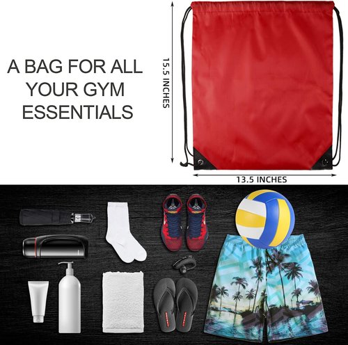 GoodtoU Drawstring Backpack - 20 Pcs Cinch Bags for Gym & Travel | Red Sackpack for Men & Women