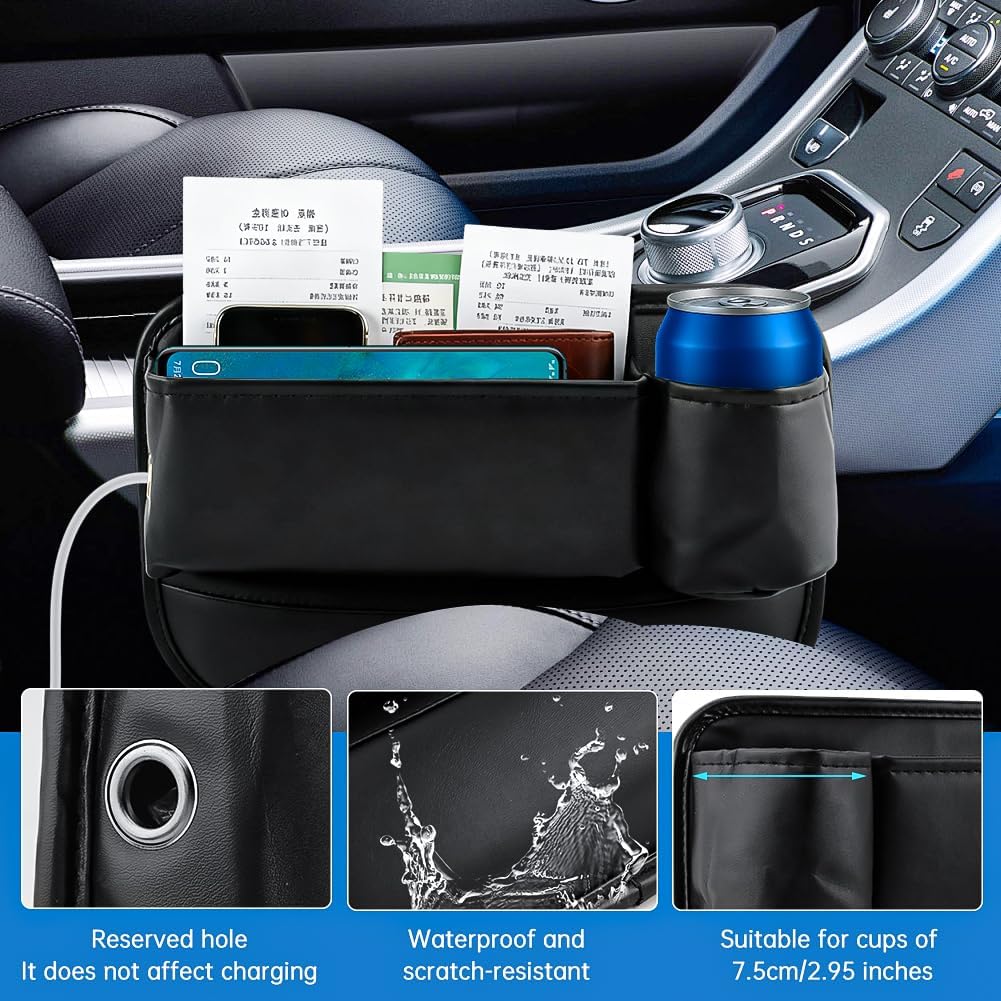Car Seat Gap Filler Organizer, 2 Pack Multifunctional Car Seat Organizer Easy Access to Phone/Keys, Universal Fit for Car SUV Truck Multi-Purpose Essentials Organizer