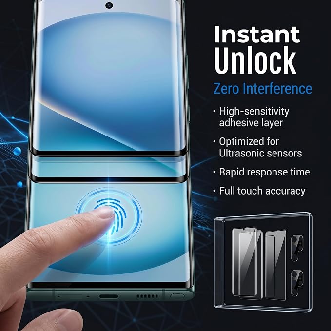 2 Pack Galaxy S22 Ultra Screen Protector, HD Clear Tempered Glass, 2 Pack