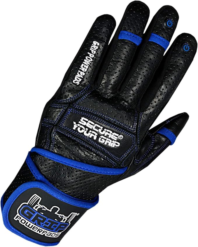 Elite Leather Gym Gloves with Built in 2" Wide Wrist Wraps Grip & Design for Weightlifting Power Lifting Bodybuilding & Strength Training Workout Exercises