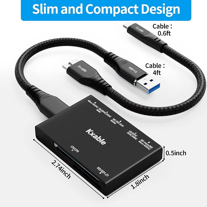 SD Card Reader 7 in 1, Kxable USB 3.0 Memory Card Reader/Writer 5Gbps,