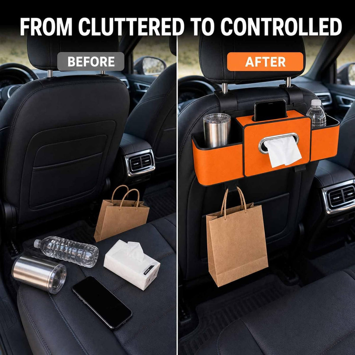 Car Headrest Organizer for Ram 3500, Tissue Cup Holder