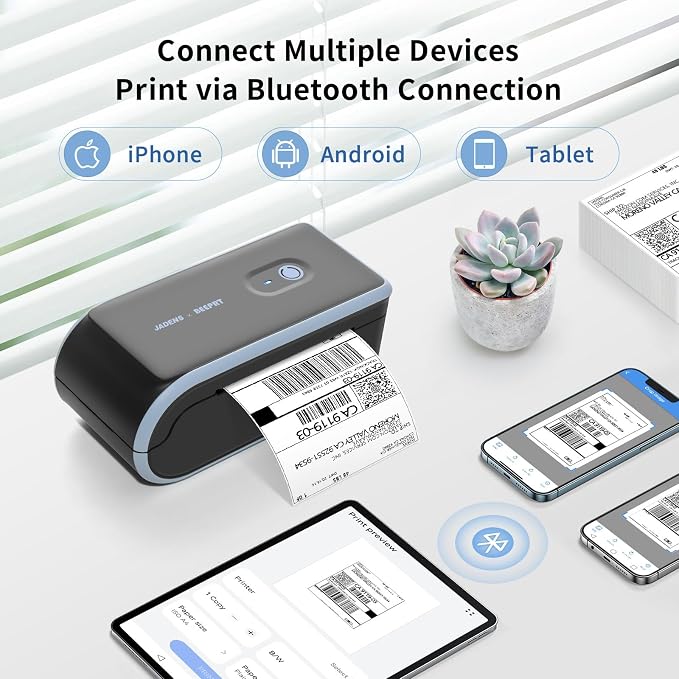 JADENS Bluetooth Thermal Label Printer, Wireless