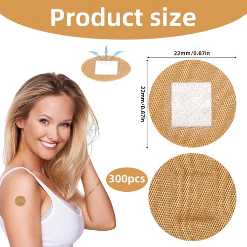 300pcs Round Spot Bandages - Skin-Friendly Elastic Fabric Adhesive for Sensitive Skin | 0.87in