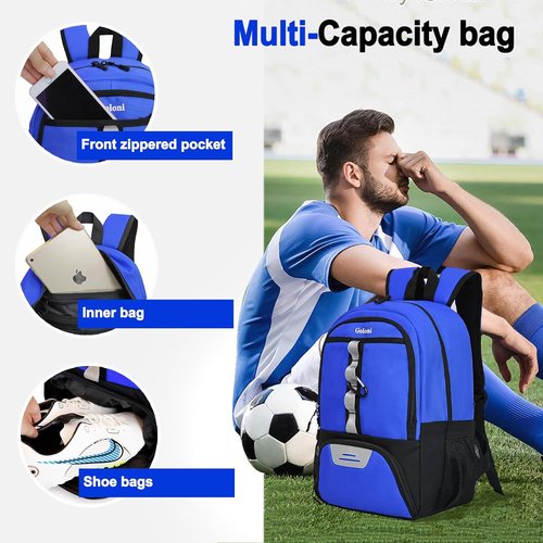 Goloni Youth Soccer Bag - Versatile Basketball Backpack with Ball & Shoe Compartments | Durable Design