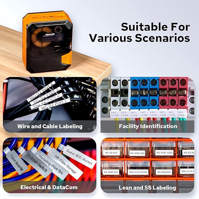 Makeid P31S Portable Industrial Label Printer, Mobile/PC Software. Comes