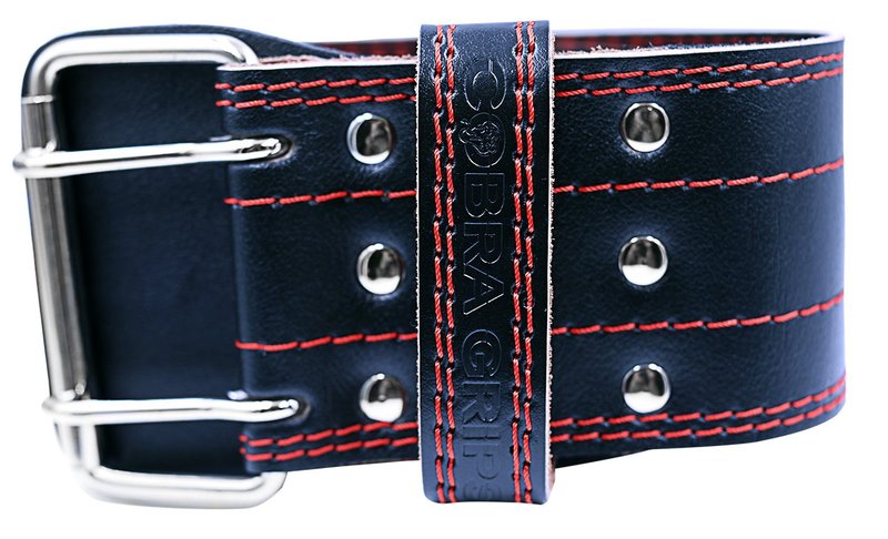 Weight Power Lifting Belt 4” Wide Cobra Grips Premium Genuine Leather Belt for Men & Women Adjustable Weightlifting Back Support (RED, Large 36"-44")