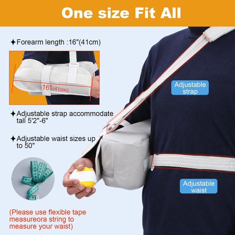 Shoulder Abduction Sling with Pillow - Arm Sling Shoulder Immobilizer for Injury Support - Abduction Slings Rotator Cuff Shoulders Brace for Sublexion, Surgery, Dislocated and Broken Arm (Gray)