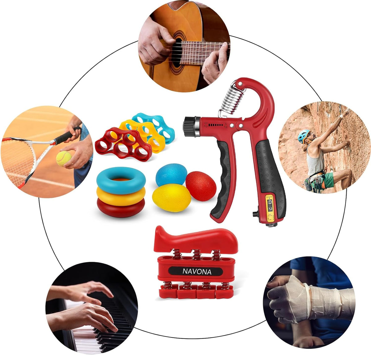 Skiennix 13 PCS Grip Strength Trainer Kit - Hand Gripper & Forearm Strengthener for Muscle Building & Recovery
