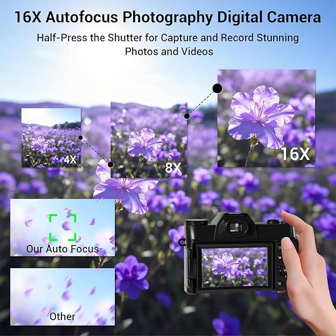 Camera Digital, 75MP WiFi 4K Vlogging Video Camera