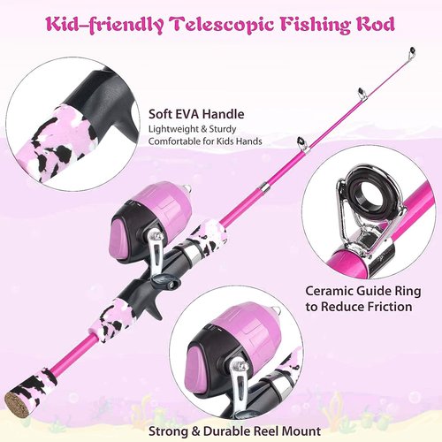 Milerong Kids Fishing Rod - Portable Telescopic Fishing Pole Combo Kit for Boys & Girls | Includes Reel & Tackle