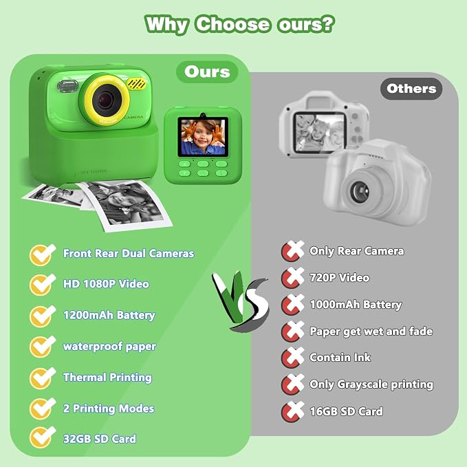 masterbee Kids Camera Instant Print Photo, Birthday Gifts