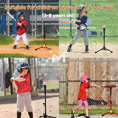 Baseball Batting Tee for Kids | Adjustable 20-31 in Tripod T-Ball Trainer with Carry Bag