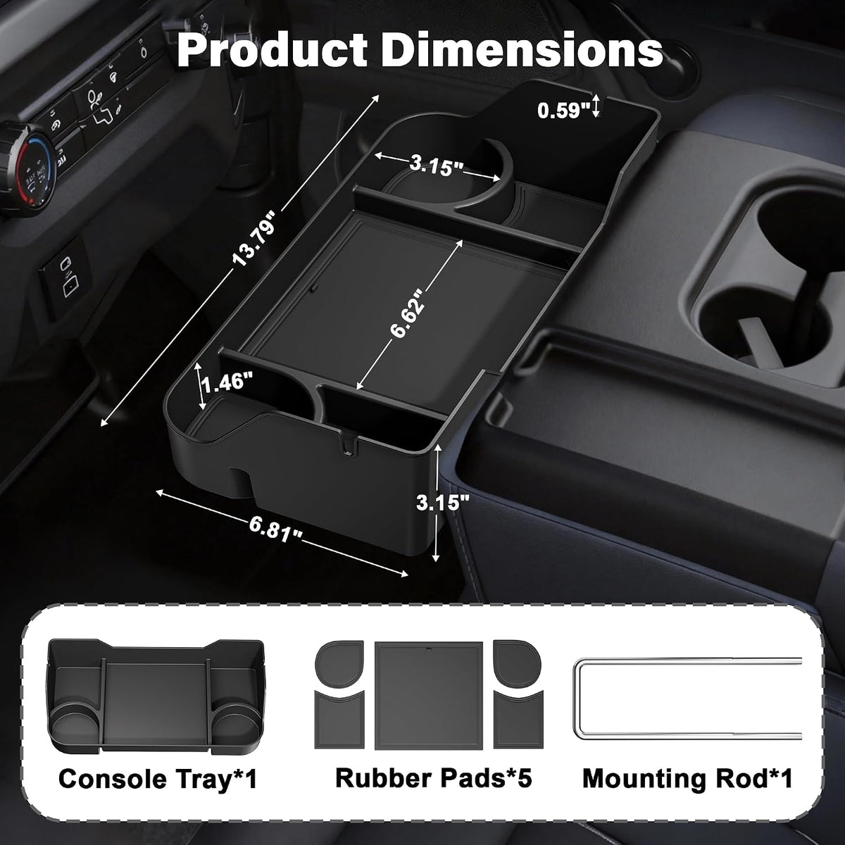 2026 Upgraded Front Center Seat Headrest Organizer Compatible with 2011-2025 Ford F150 F250 F350 F450 F550 F650 Accessories Center Console Organizer Storage Tray(Jump Seat Console Only)