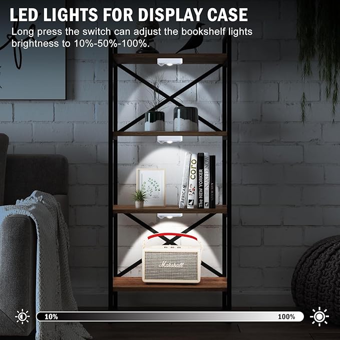 LED Motion Sensor Puck Lights, Rechargeable Under Cabinet Lighting Wireless Daylight White, Dimmable Night Light, Under Counter Lights for Kitchen, Display Shelf, Closets (4 Pack)