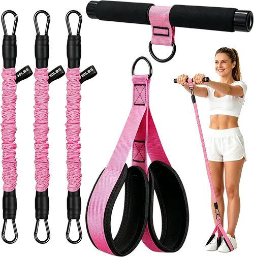 **Skiennix Upgraded Resistance Band - Thickened Latex Tubes with Soft Foam Foot Pedal | Ideal for Core, Arms & Legs**