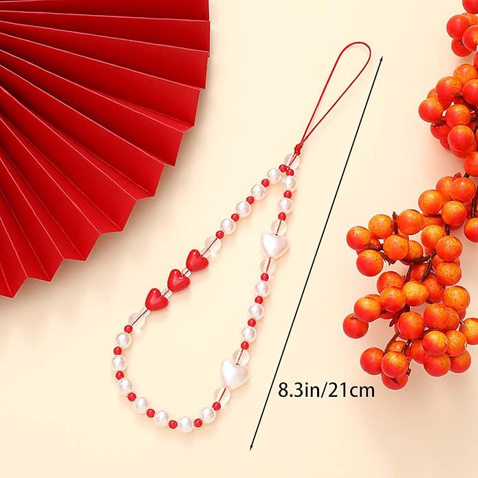 Beaded Phone Charm Lanyard Strap Girly Style Fixed Beads Pearl Lanyards
