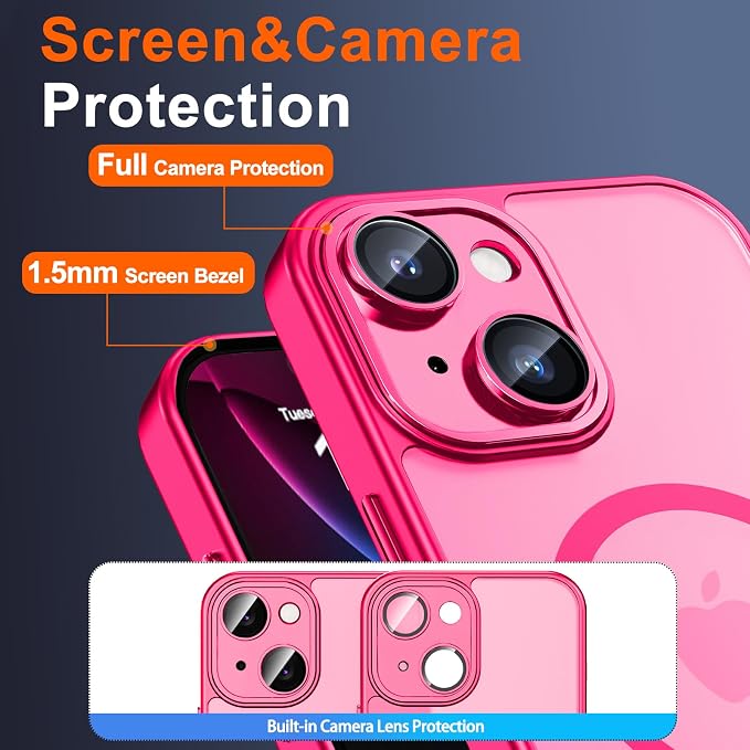 for iPhone 14 Plus Case with Privacy Screen Protector and Camera Protection
