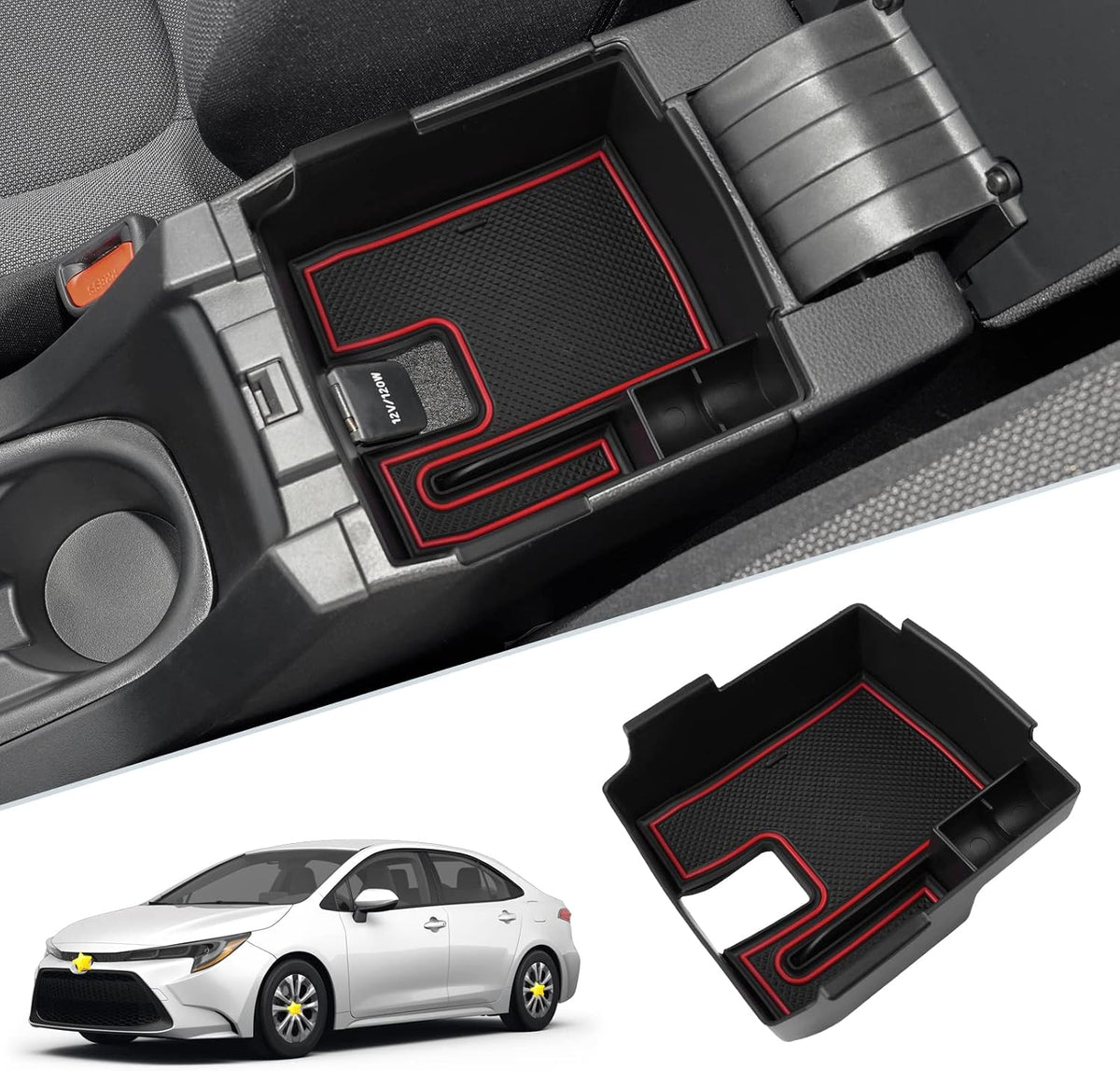 SKTU for 2020-2027 Toyota Corolla Center Console Organizer w/Coin Holder