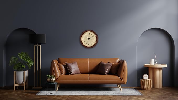 Bulova Atomic Time 2 Analog Wall Clock C5004 | 12.4" Wooden Frame, Sets Time