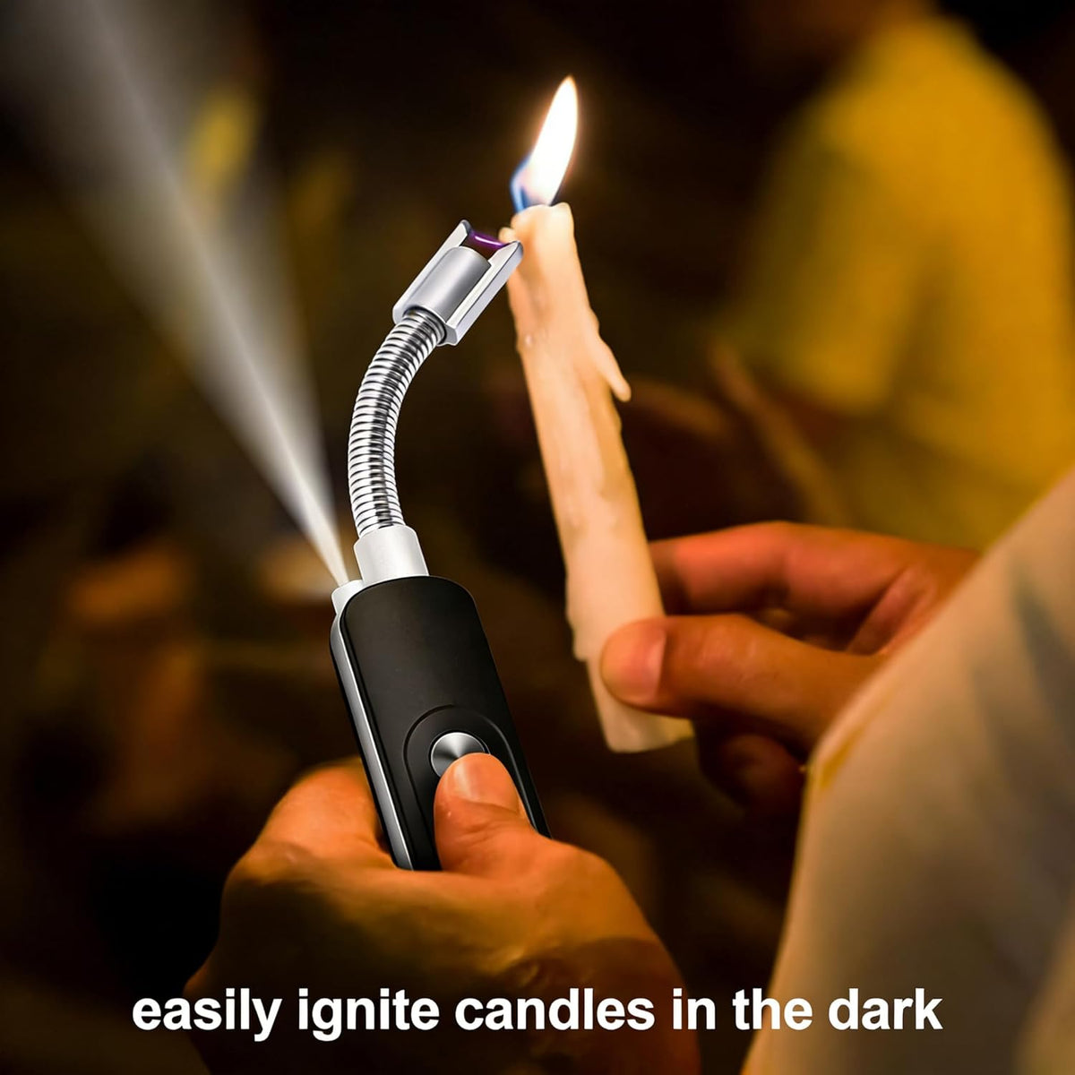 Skiennix Flameless Plasma Arc Electric Lighter - USB-C Rechargeable with Long Flexible Neck | Black