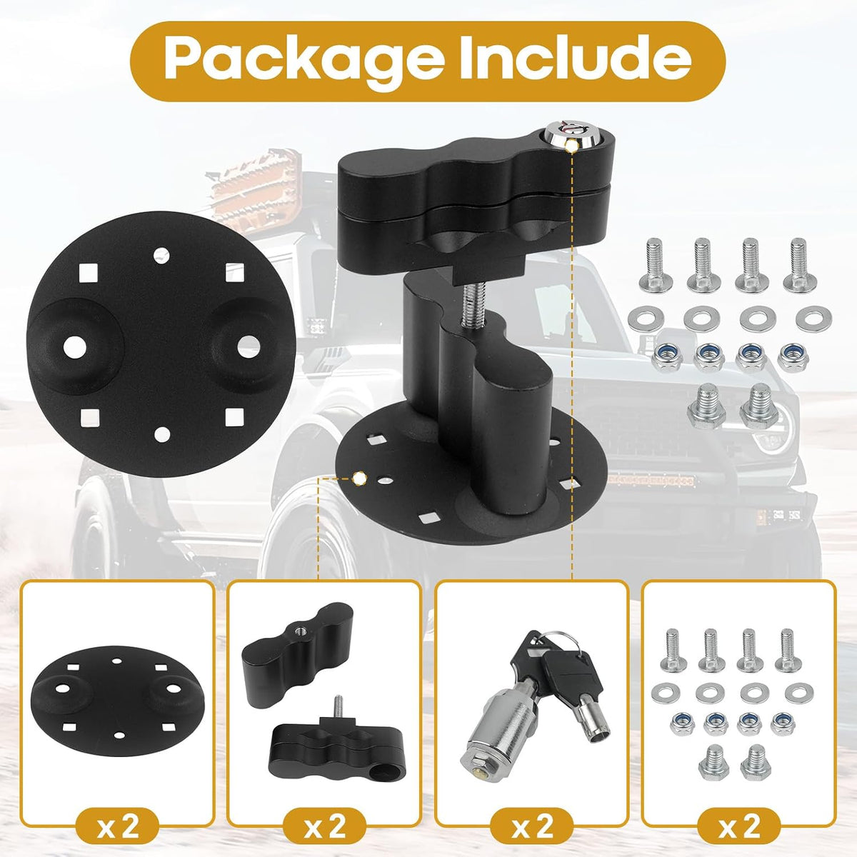 RX-LOX-PM Pack Mount with Keys Locking 2Pcs for Rotopax Gas Can | One-Key Dual Access, Tamper-Resistant Aluminum, for Overlanding & Camping, Fits Rotopax Fuel/Water Packs, Quick-Mount Design