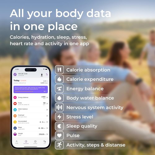 HEALBE Calorie Tracker - Automatic Smart Band with App | 24/7 Heart Rate, Sleep & Hydration Monitoring