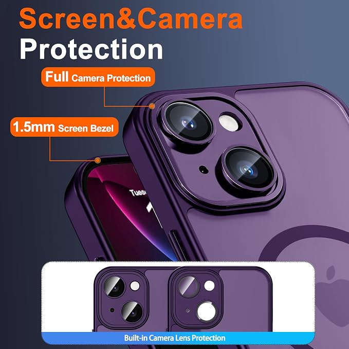 for iPhone 14 Plus Case with Privacy Screen Protector and Camera Protection