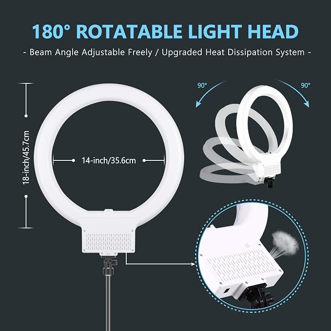 NEEWER 18 Inch Ring Light with Tripod Stand, 55W Large LED Ringlight, Cold Shoe