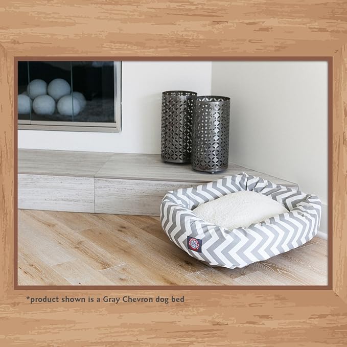 Majestic Pet 40 Inch Chevron Sherpa Calming Dog Bed Washable – Cozy Soft Round Pet Bed with Spine for Head Support - Fluffy Donut Bed 40x29x9 (inch) – Large - SAGE