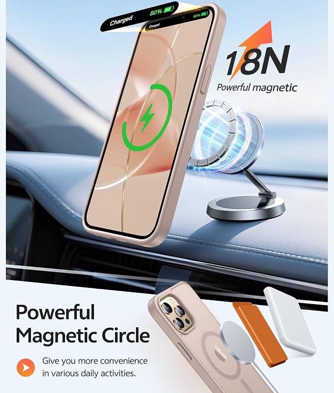 FNTCASE for iPhone 12 Pro Max Case: Translucent Matte Magnetic Phone Cover
